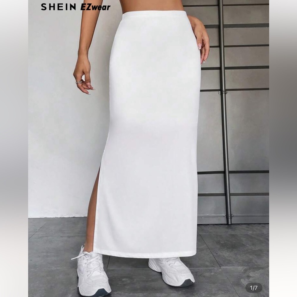 SHEIN  Solid white Split Thigh Skirt